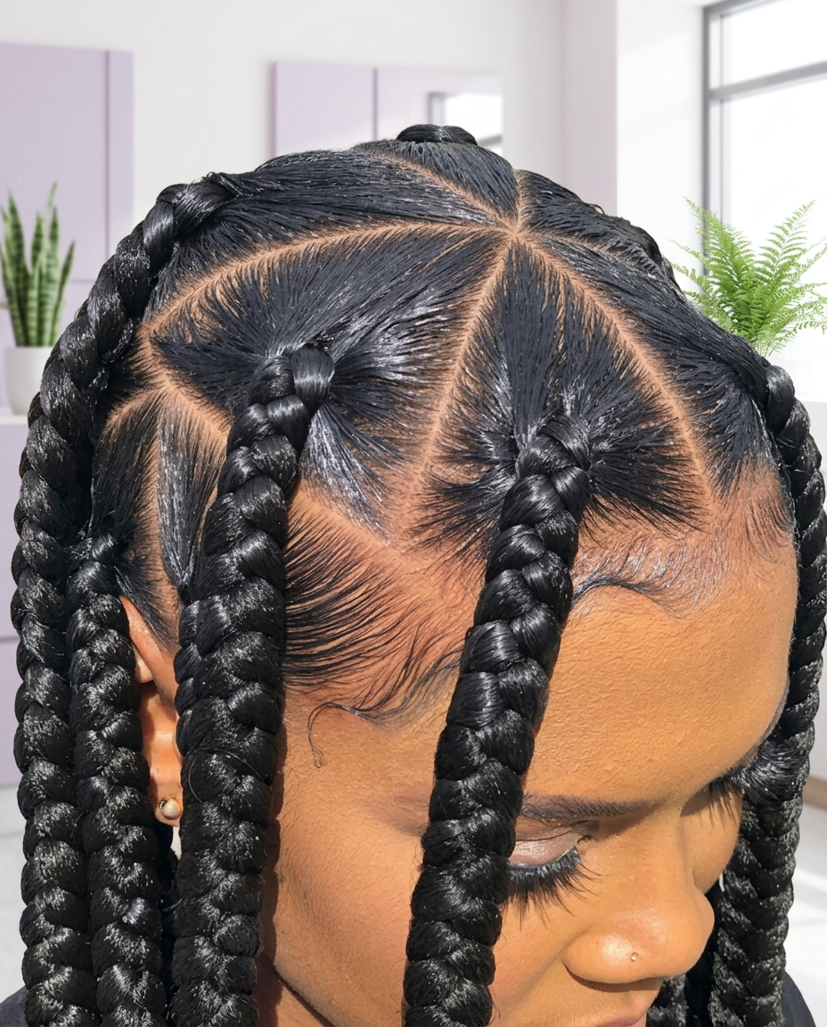 Triangle Braids styled at Milove’s Beauty
